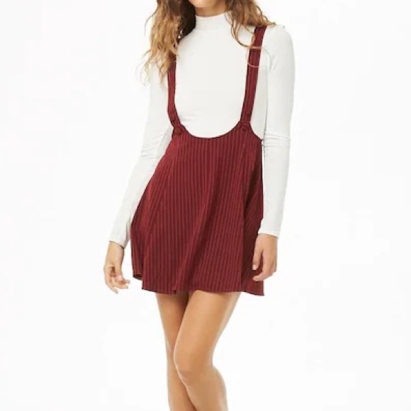 Red Striped Overall Dress - Picture 2 of 3